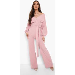 Wide Leg Jumpsuit Met Open Schouders, Blush