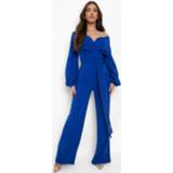 👉 Wide Leg Jumpsuit Met Open Schouders, Cobalt