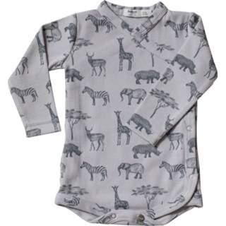 👉 Rompertje lange mouw grijs katoen e mouwen Snoozebaby Safari Romper Grey Mt. 62-68 8719743858312