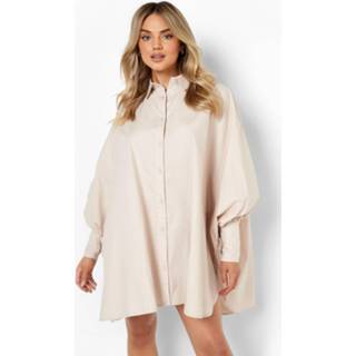 👉 Oversized Blouse Jurk Met Vleermuismouwen En Ballonmouwen, Stone