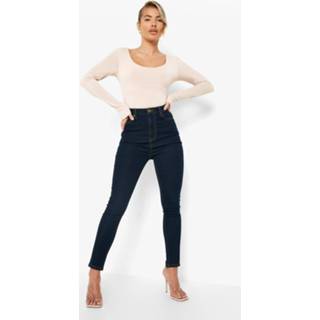 Basic Skinny Jeans Met Hoge Taille, Dark Blue