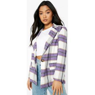 Petite Nepwollen Geruite Blazer, Purple