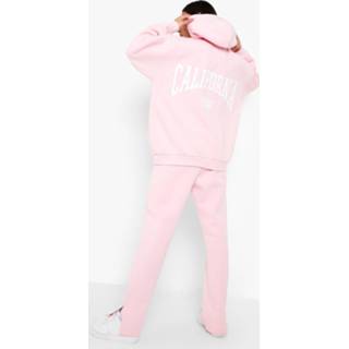 👉 Oversized Trainingspak Met Capuchon En Tekst, Baby Pink