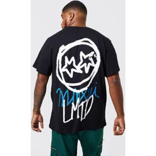 Plus Graffiti Edtn Smiley T-Shirt Met Rugopdruk, Black