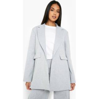 👉 Grijze Jersey Mergel Blazer Met Enkele Rij Knopen, Grey Marl