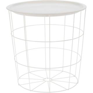 👉 Bijzettafel wit metaal Rond D40 X H40 Cm - Bijzettafels 8720573029667