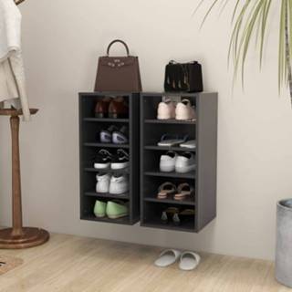 👉 Schoenenkast grijs active Schoenenkasten 2 st 31,5x35x70 cm spaanplaat 8720286646663