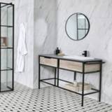 👉 Zwart RVS modern vloer Nox Stamford Wastafels op Poten Wastafelmeubel 120cm met Frame | 5059803030238