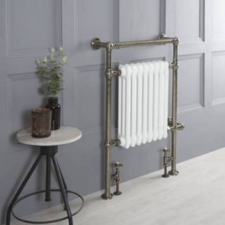 👉 Handdoekradiator goud staal klassiek vloer messing elizabeth dual fuel 93cm x 62cm Donker | Keuze Wifi-Thermostaat en Kabelafdekking 5059803046826