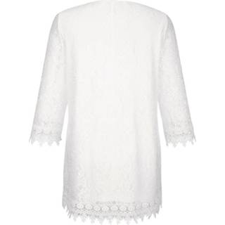 👉 Tuniek licht transparante mouwen gebloemd kunstvezels crème vrouwen MIAMODA 4055707641830