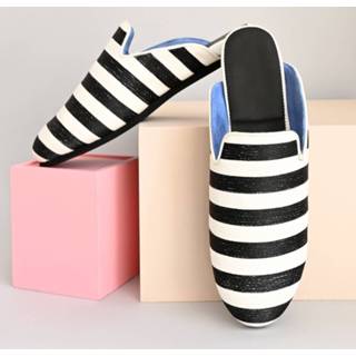 👉 Slippers zwart damesschoenen vrouwen wit HUMS Black stripe slipper aw116 7381032100023 7381032100078