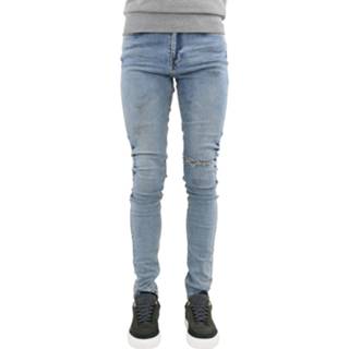 👉 Skinnyjeans mannen male blauw Flaneur Homme Destroyer skinny jeans