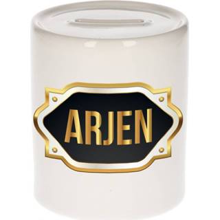 👉 Spaarpot gouden One Size meerkleurig Arjen naam cadeau met embleem - kado verjaardag/ vaderdag/ pensioen/ geslaagd/ bedankt 8720276921992