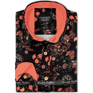 👉 Katoen l overhemden male zwart Gentile Bellini Bloemenprint slim fit 7435144665632 7435144665618 7435144665625