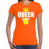 👉 Koningsdag t-shirt XXL oranje vrouwen Queen of pop met kroontje - dames Kingsday muziekstijl outfit / kleding shirt 8720576176429