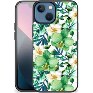 👉 Orchidee groen Apple iPhone 13 mini Bloemen Hoesje 8720632042217