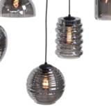 👉 Hang lamp glas metaal zwart One Size Highlight Hanglamp Fantasy 8 lichts L 130 x B 35 cm rook 8718379037177