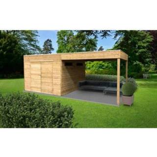 👉 Tuinhuisje hout Solid tuinhuis Cube Viterbo geïmpregneerd 298 + 292x290cm 5412025987450