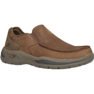 👉 Instappers male herenschoenen bruin leer Skechers Arch fit motley hust instapper 194428649351 194428649375 194428649399