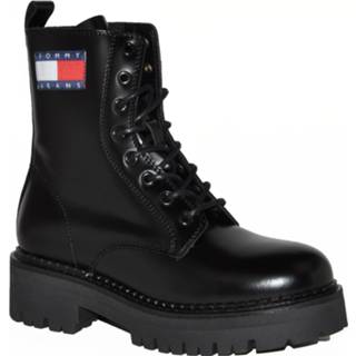 👉 Veterboots zwart rubber damesschoenen vrouwen Tommy Hilfiger Artikelnummer 1546 stoer met logo