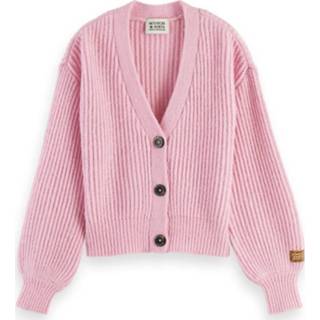 👉 Roze polyester l vrouwen rood Scotch & Soda 164741 4603 en v-neck boxy-fit knitted cardigan memphis pink 8719029728322