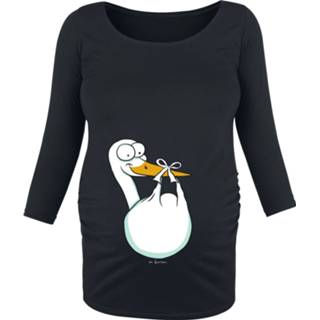 👉 Positiekleding zwart vrouwen m baby's - Longsleeve Storch mit Baby Shirt met lange mouwen 4064854535855