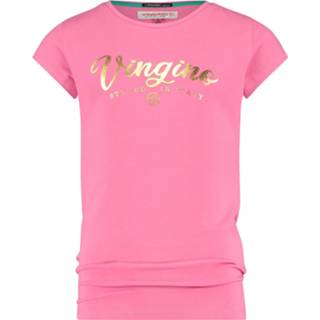 👉 Short sleeve katoen vrouwen roze Vingino sleeves logo crew neck 8719901758522