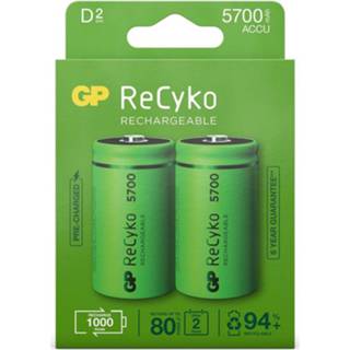 👉 1x2 GP ReCyko NiMH accu's D Mono 5700 mAH. ready to use. Nieuw 4891199199868