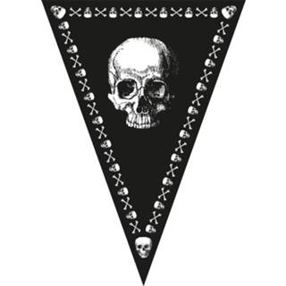 👉 Slinger zwart Piraten doodshoofd thema vlaggetjes slinger/vlaggenlijn van 5 meter