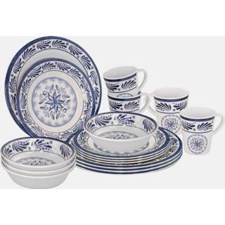 👉 Bo-Camp Servies - 100% Melamine - 16-delig - Hollands - Blauw Blauw