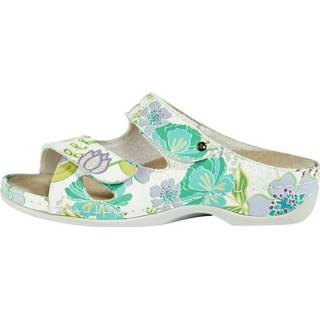 👉 Muil multicolor glad leer gebloemd vrouwen zeer comfortabel Muiltje Berkemann