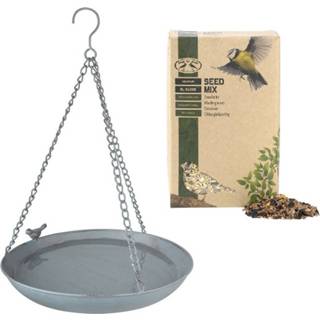 👉 Vogelbad Vogelbad/voederschaal hangend rond metaal 30,4 x cm met 2.5 kilo vogelvoer