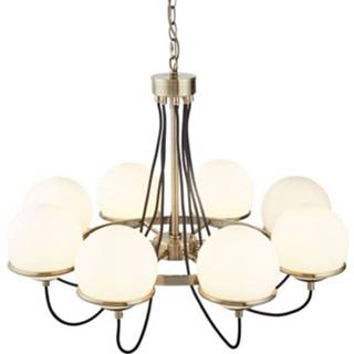 👉 Kroon luchter messing staal a++ antiek-messing Kroonluchter Sphere antiek, 8 glasbollen
