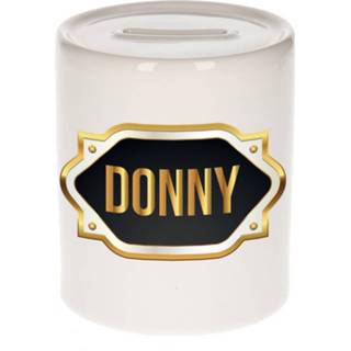 👉 Spaarpot gouden keramiek multikleur Naam Cadeau Donny Met Embleem - Spaarpotten 8720276922654