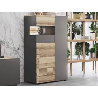 👉 Commode antraciet Hoge LUCIOLE 2 deuren links antraciet/silva zonder led 5400943216080