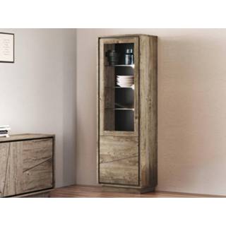 👉 Vitrinekast ACORI 1 deur cognac ribbec met led 5400943216363