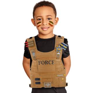 Kogelwerend vest bruin polyester kinderen One Size Militair verkleed speelgoed voor