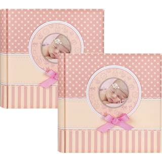 👉 Fotoboek roze kunststof baby's meisjes 2x Fotoboek/fotoalbum Matilda baby meisje met 30 paginas 31 x 3,5 cm