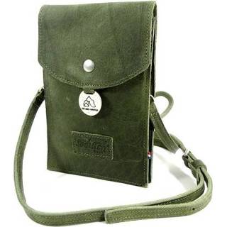 👉 Telefoontas klep sluiting sodutch groen leer Handgemaakte leren TELEFOONTASJE raider #16 8719423163019