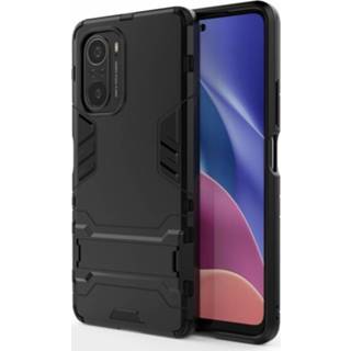 👉 Zwart Lunso - Double Armor backcover hoes met stand Xiaomi Mi 11i / Poco F3 7421143055079