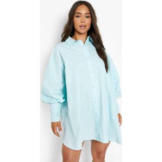 👉 Oversized Blouse Jurk Met Vleermuismouwen En Ballonmouwen, Mint