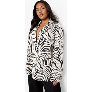 👉 Plus Oversized Zebraprint Blazer, Mono