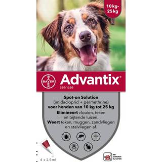 👉 Advantix Spot On 250 2.5 ml - Anti vlooien en tekenmiddel - 4 pip 10-25 Kg