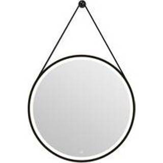 👉 Spiegel zwart Barber rond met verlichting touch sensor en spiegelverwarming Ø60cm 3700589113005