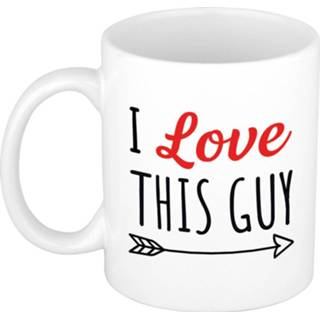 👉 Koffiemok wit volwassenen I love this guy cadeau / theebeker met pijl 300 ml