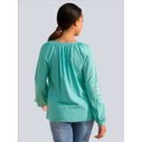 👉 Tuniek koord met kwastjes effen vrouwen turkoois viscose Alba Moda Turquoise 4055708165090