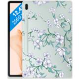 👉 Siliconen hoesje wit Samsung Galaxy Tab S7FE Uniek Blossom White 8720632006936