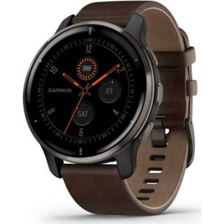 👉 Smartwatch graphite grijs bruin leather Garmin Venu 2 Plus Gray and Brown Leather, AMOLED GPS 010-02496-15