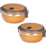 👉 Lunchbox oranje 2x stuks thermische lunchboxen / warme maaltijd boxen 17 x 15 9 cm
