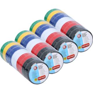 👉 Isolatietape 40x Rolletjes gekleurd isolatie tape 18 mm x 10 meter